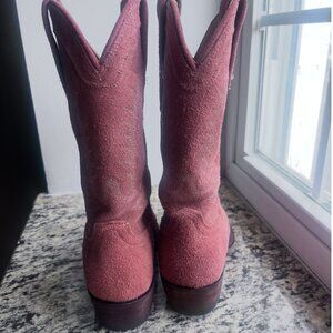 Tecovas Annie Pink Suede Heeled Boots